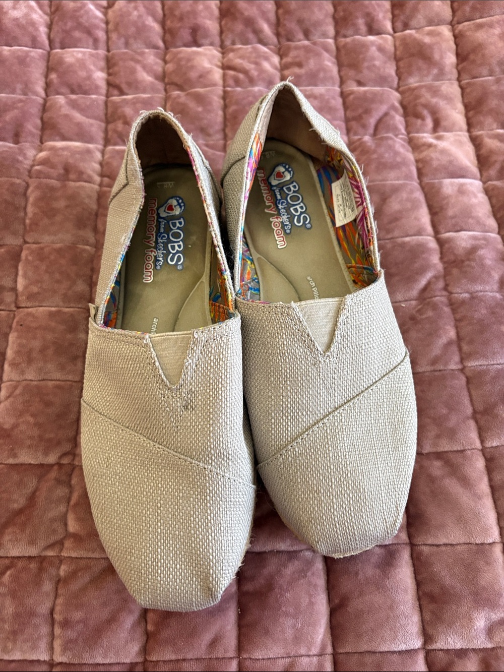 BOBS from Skechers Women's Slip-On Flats in Light Beige Canvas
